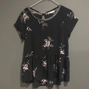 Jolt Black Floral Women's Blouse